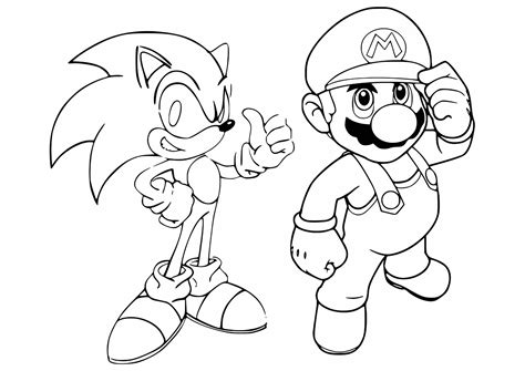 mario and sonic|mario and sonic coloring picture.